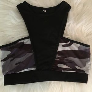 High Neck Camo Sports Bra